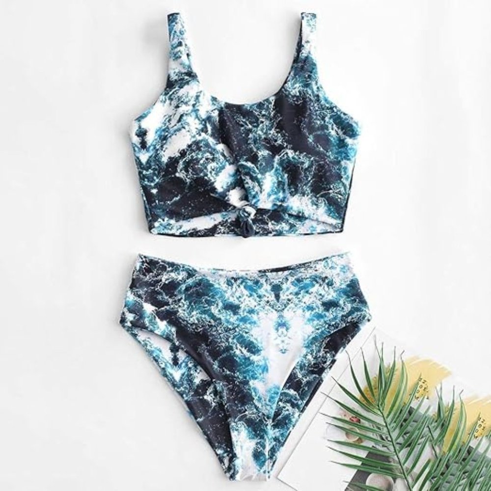 ZAFUL High Waisted Bikini Scoop Neck 2 PC Bathing Suit, Size L (10). F66